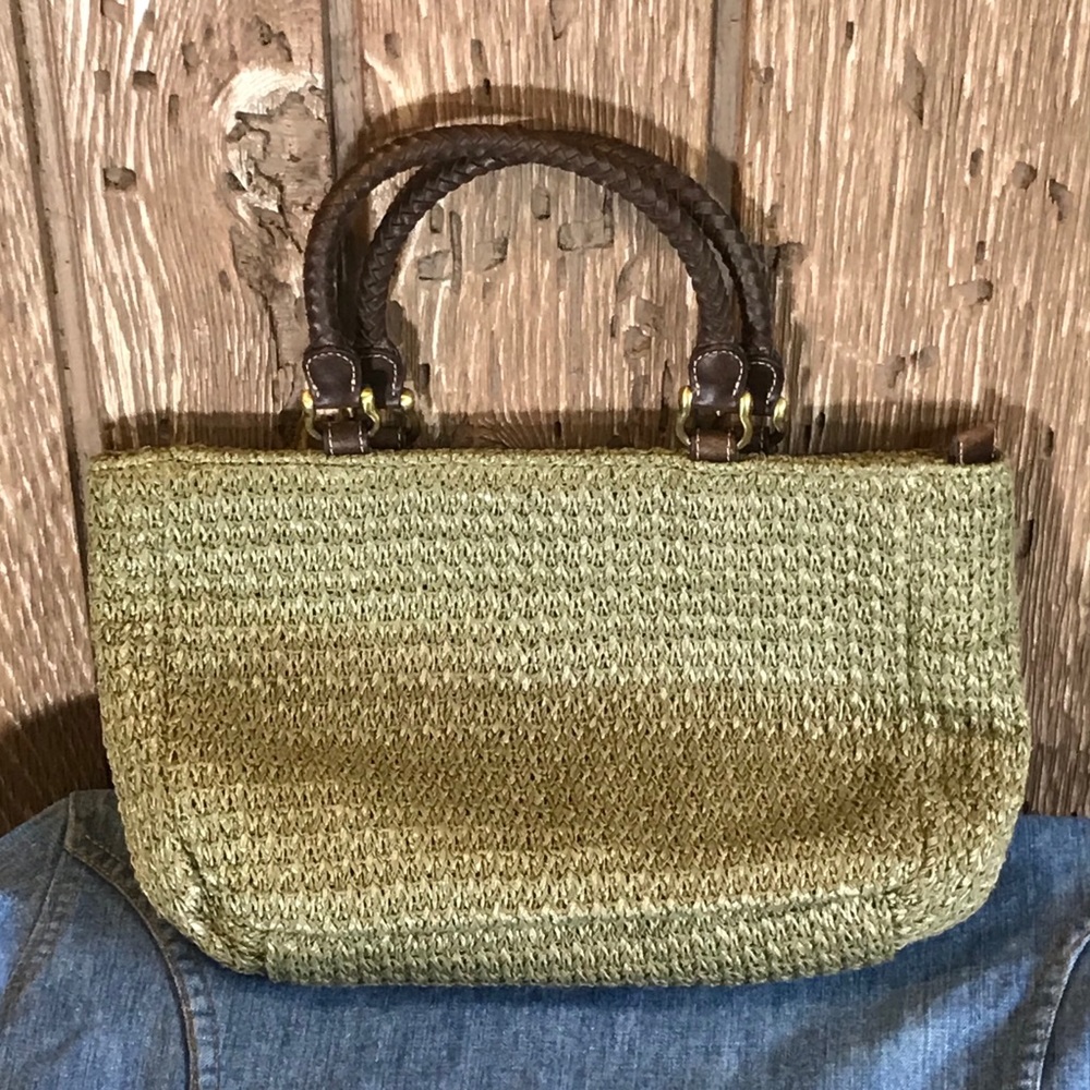 Relic Straw Handbag with Leather Handles